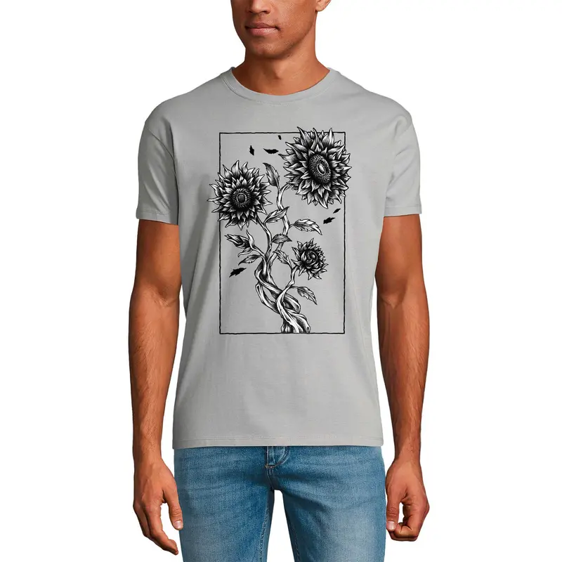 Ultrabasic Men's Graphic T-Shirt Growing Sunflower - Vintage Flower Shirt 1