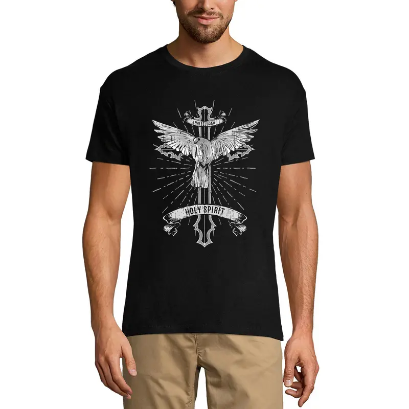 Ultrabasic Men's Graphic T-Shirt Hallelujah Holy Spirit - Dove And Cross Religious Shirt 3