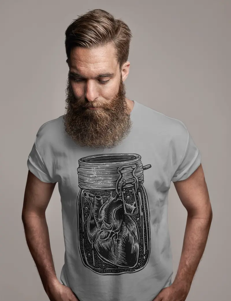 Ultrabasic Men's Graphic T-Shirt Heart In Jar - Sarcasm Shirt For Men 1