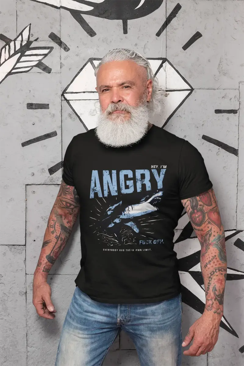 Ultrabasic Men's Graphic T-Shirt Hey I'm Angry - Angry Whale - Vintage Shirt 1