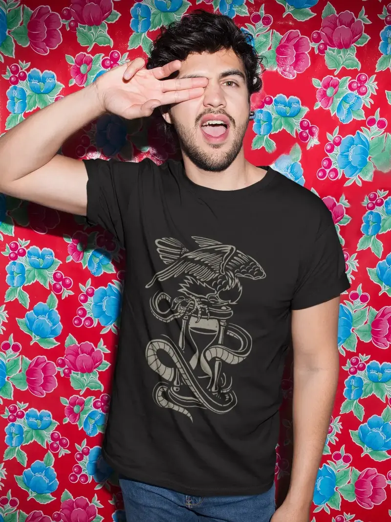 Ultrabasic Men's Graphic T-Shirt Hourglass Eagle Snake - Funny Tee Shirt 1