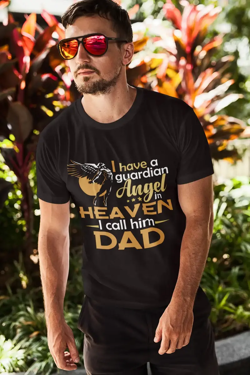 Ultrabasic Men's Graphic T-Shirt I Call Him Dad - Father's Day - Guardian Angel In Heaven 1