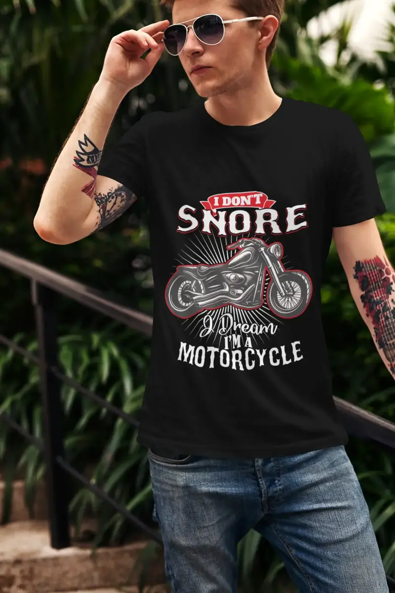Ultrabasic Men's Graphic T-Shirt I Don't Snore I Dream I'm Motorcycle - Funny Biker Tee Shirt 1