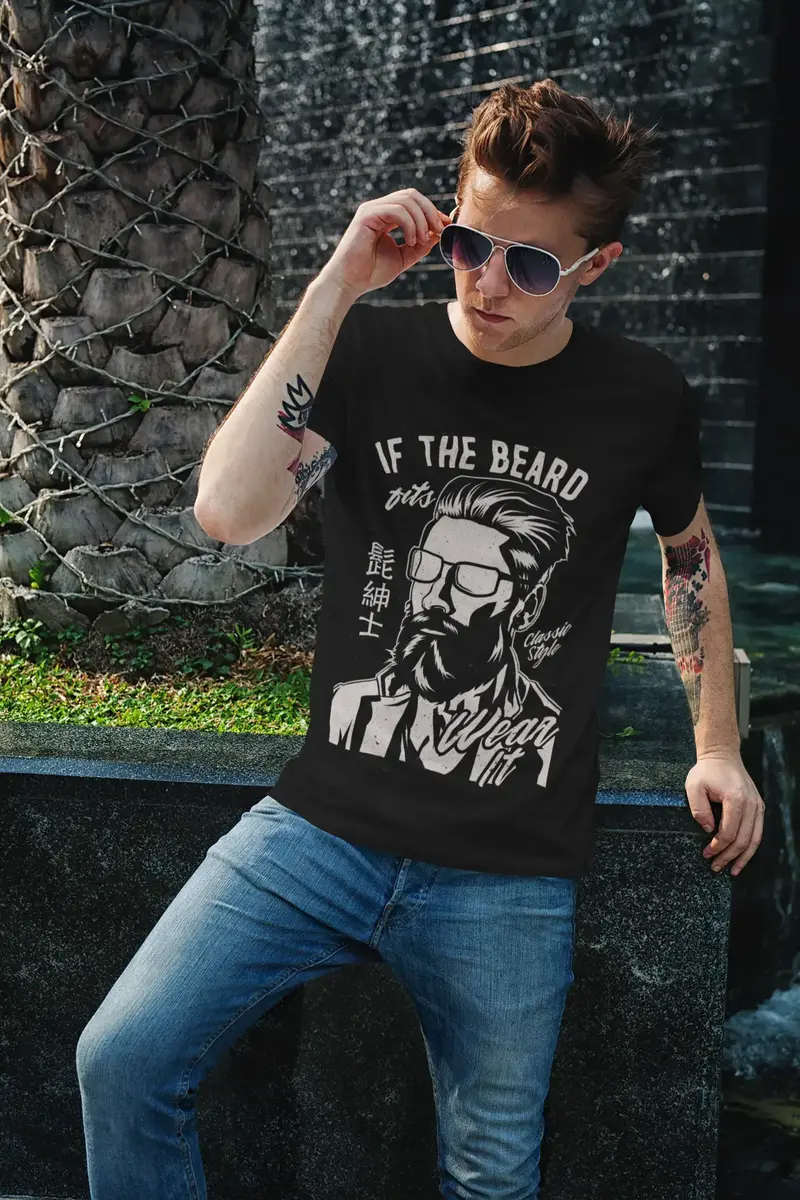 Ultrabasic Men's Graphic T-Shirt If The Beard Fits Wear It - Bead Tee Shirt 1
