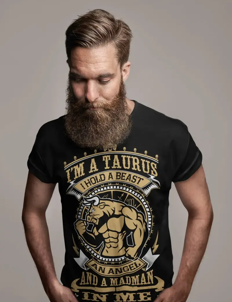 Ultrabasic Men's Graphic T-Shirt I'm A Taurus - Beast Angel Madman Novelty Shirt 1
