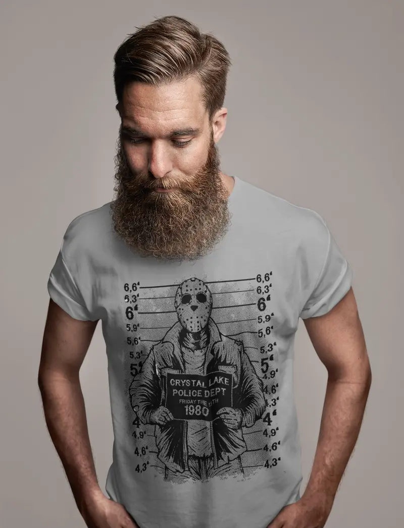 Ultrabasic Men's Graphic T-Shirt Jason Voorhees Mugshot - Crystal Lake Pd 80S Shirt 1