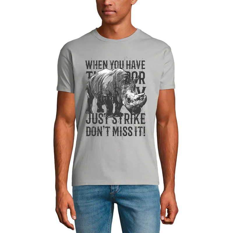 Ultrabasic Men's Graphic T-Shirt Just Strike Don't Miss It - Rhino Shirt For Men 3