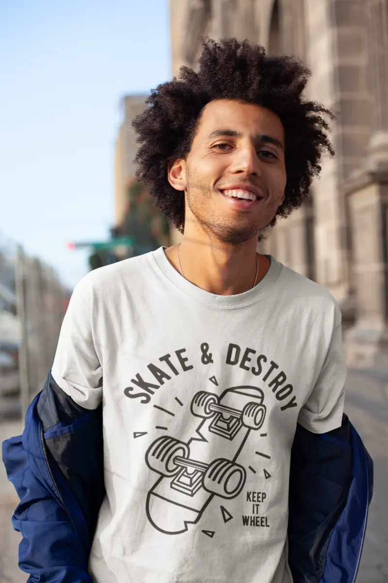 Ultrabasic Men's Graphic T-Shirt Keep It Wheel - Funny Shirt For Skaters 1