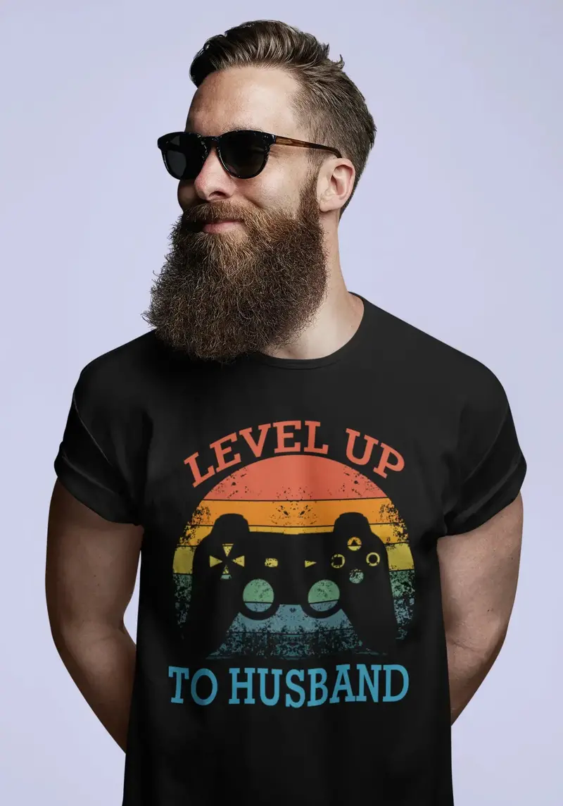 Ultrabasic Men's Graphic T-Shirt Level Up To Husband - Funny Gaming Shirt For Him 1