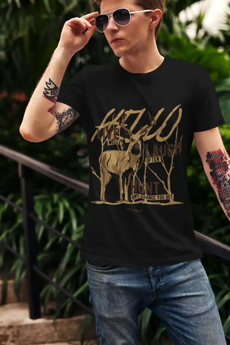 Ultrabasic Men's Graphic T-Shirt Live Laugh Hunt - Deer Hunter Shirt For Men 1