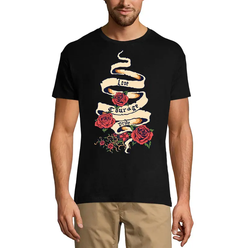 Ultrabasic Men's Graphic T-Shirt Love Courage Pride - Roses Saying Shirt For Men 1