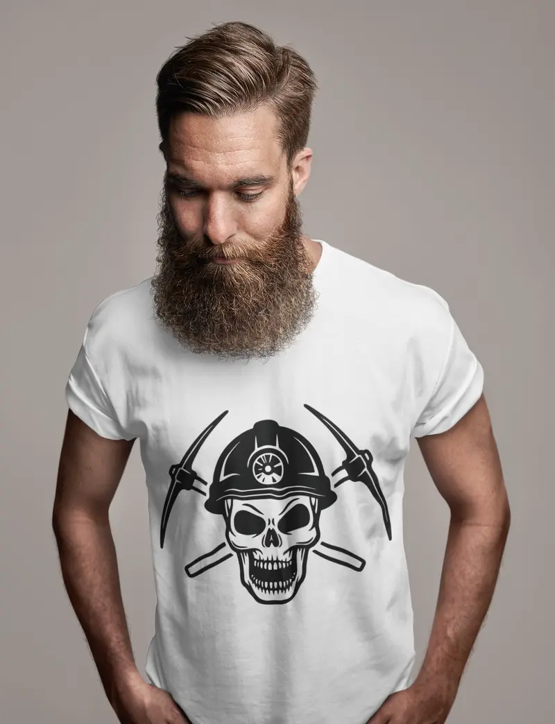 Ultrabasic Men's Graphic T-Shirt - Miner Skull Shirt - Novelty Funny Shirt 1