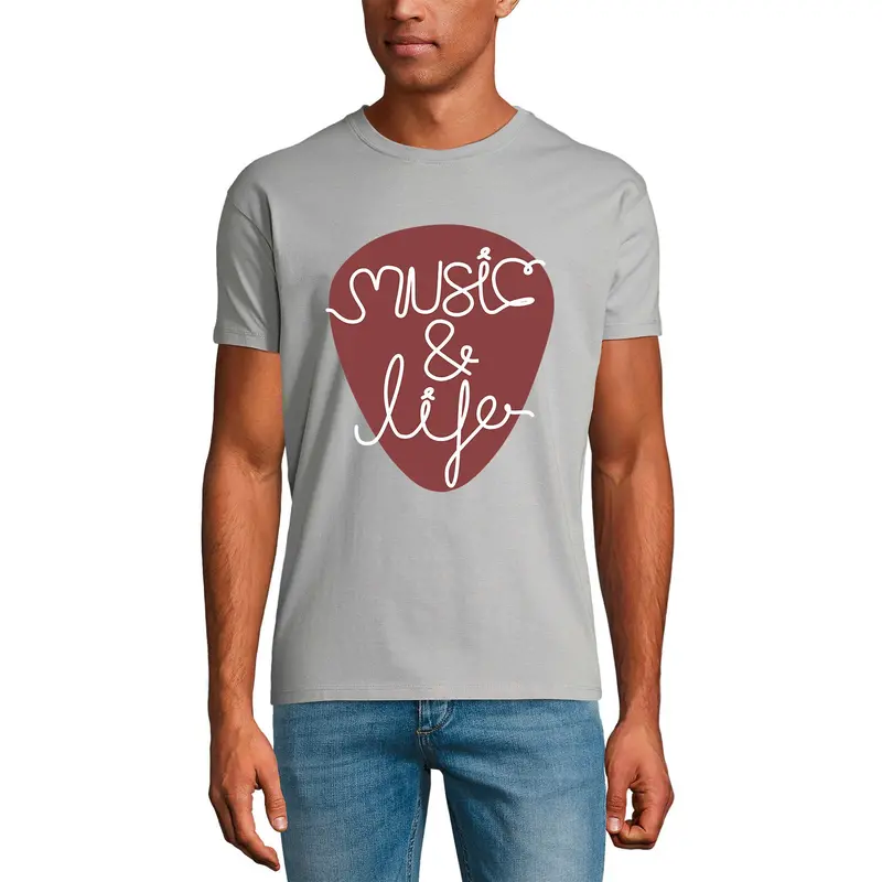 Ultrabasic Men's Graphic T-Shirt Music And Life - Slogan Shirt For Musician 1
