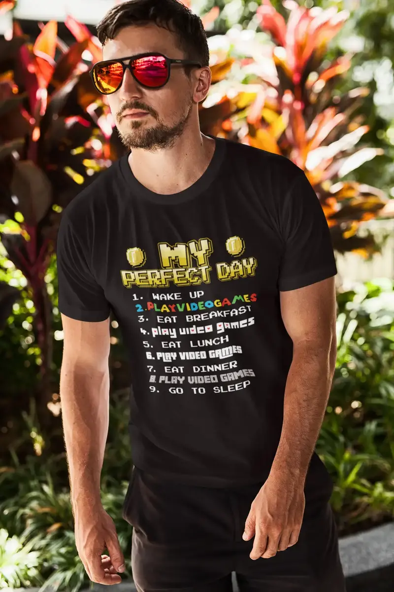 Ultrabasic Men's Graphic T-Shirt My Perfect Day - Gaming Apparel For Adults 1