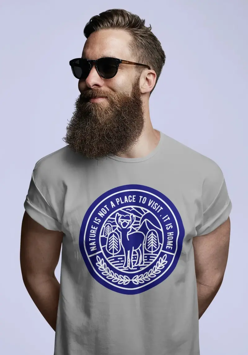Ultrabasic Men's Graphic T-Shirt Nature Is Home - Deer Adventure Shirt For Men 1