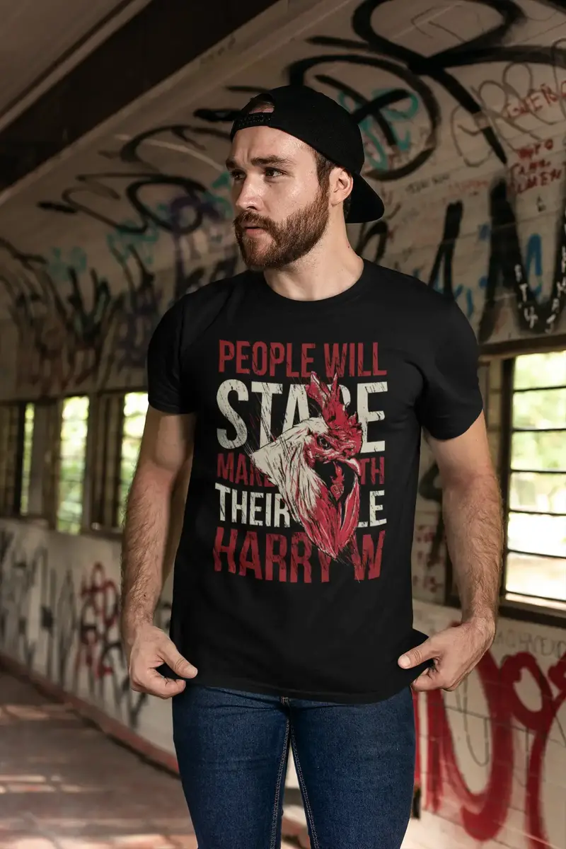 Ultrabasic Men's Graphic T-Shirt People Will Stare - Funny Rooster Shirt 1
