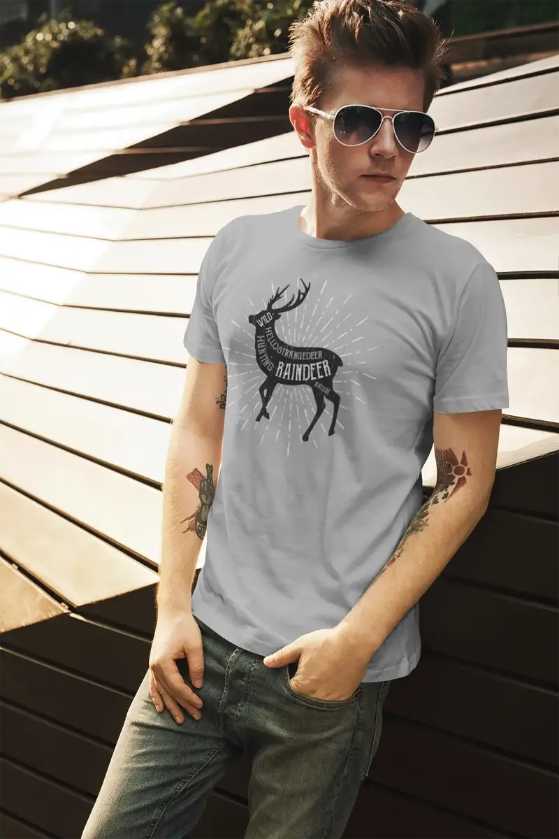 Ultrabasic Men's Graphic T-Shirt Raindeer - Nature Wild Hunter Shirt For Men 1