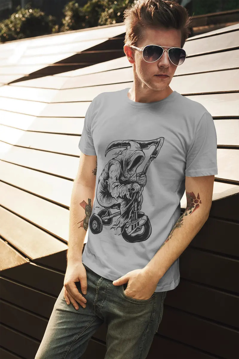 Ultrabasic Men's Graphic T-Shirt Reaper On Bike - Death Is Coming Shirt For Men 1