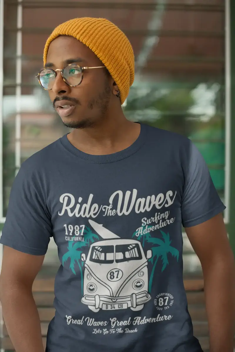 Ultrabasic Men's Graphic T-Shirt Ride The Waves - Surfing Adventure Beach Tee Shirt 1