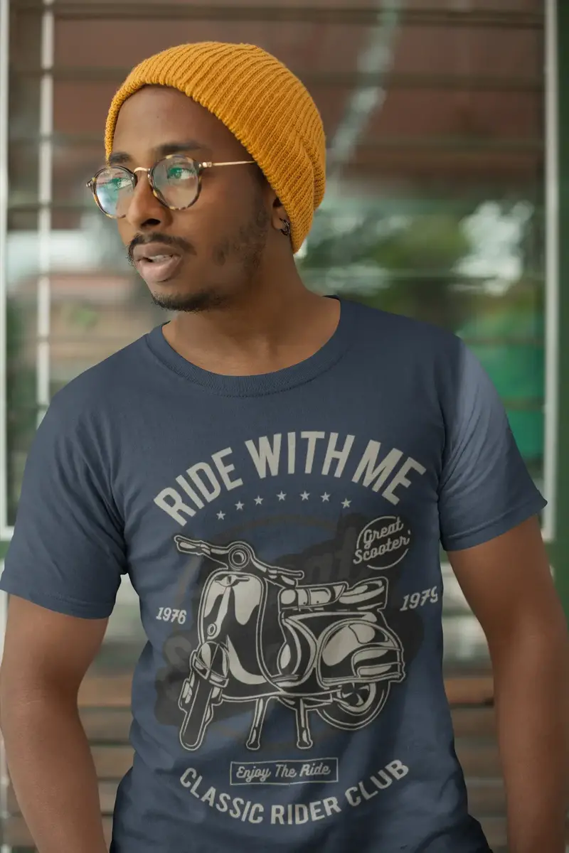 Ultrabasic Men's Graphic T-Shirt Ride With Me - Classic Rider Club Scooter Tee Shirt 1