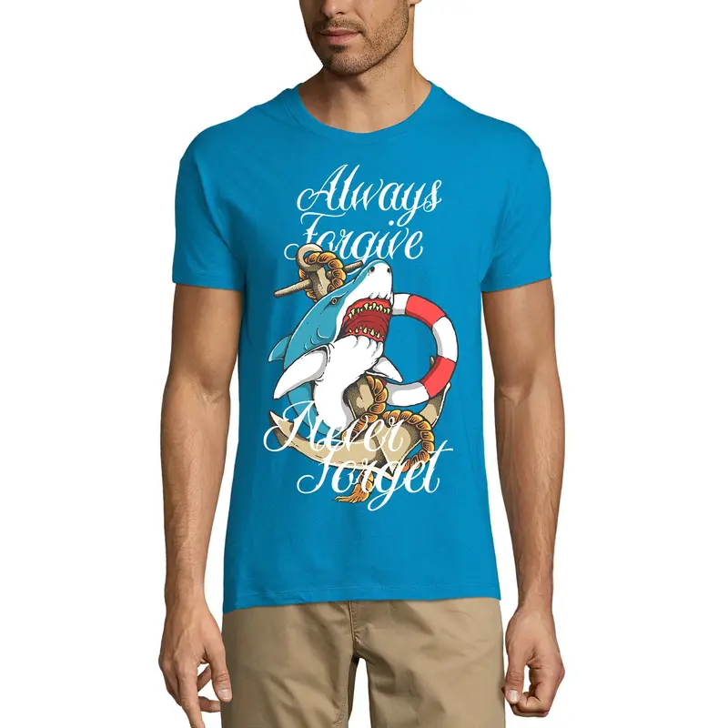 Ultrabasic Men's Graphic T-Shirt Shark And Anchor - Always Forgive Never Forget 1