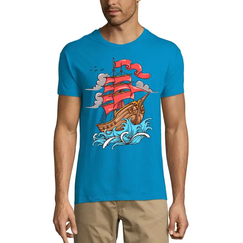 Ultrabasic Men's Graphic T-Shirt Ship's Sailing On The Sea - Vintage Shirt 1