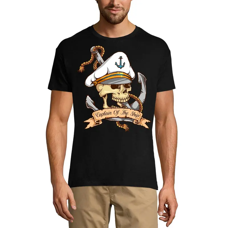 Ultrabasic Men's Graphic T-Shirt Skull Captain - Captain Of The Ship - Vintage Shirt 1