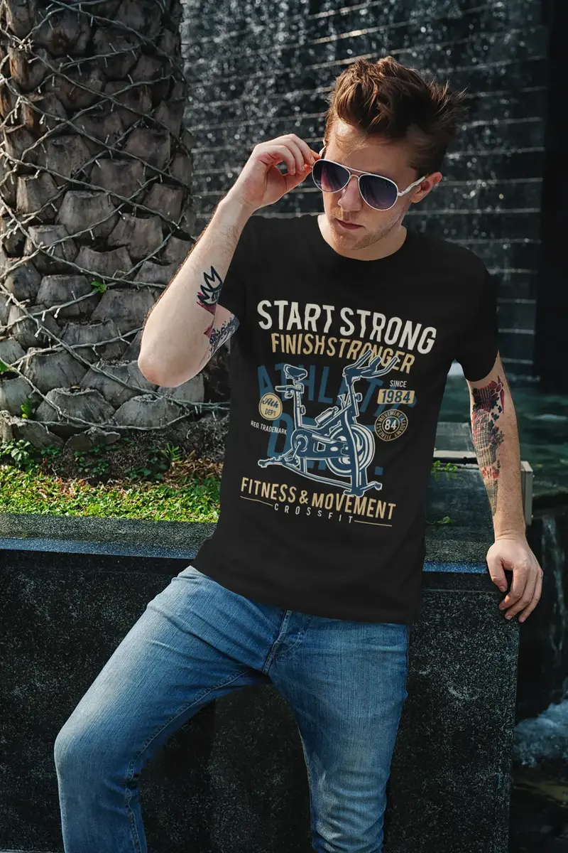 Ultrabasic Men's Graphic T-Shirt Start Strong Finish Stronger 1984 - Motivational Quote 1