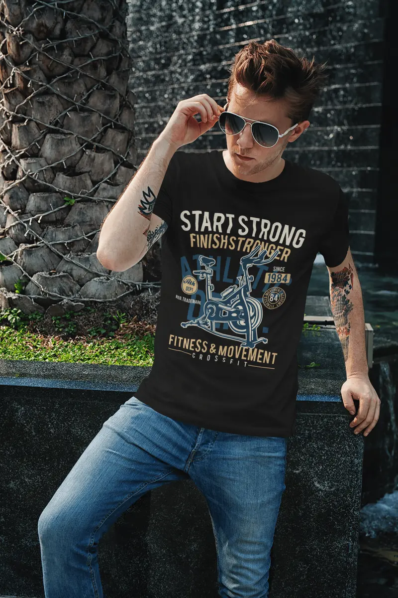 Ultrabasic Men's Graphic T-Shirt Start Strong Finish Stronger 1984 - Motivational Quote 2