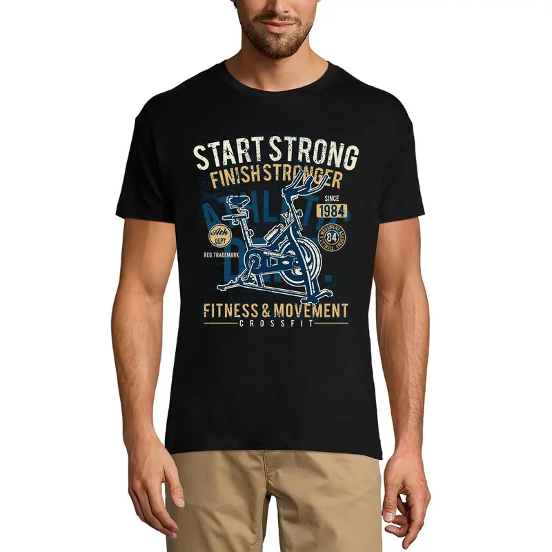 Ultrabasic Men's Graphic T-Shirt Start Strong Finish Stronger 1984 - Motivational Quote 3