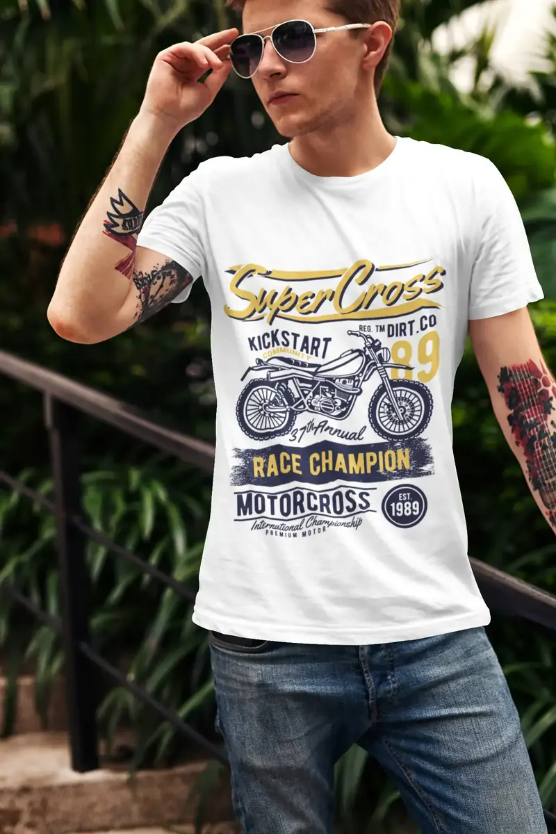 Ultrabasic Men's Graphic T-Shirt Super Cross - 37Th Annual Race Champion 1