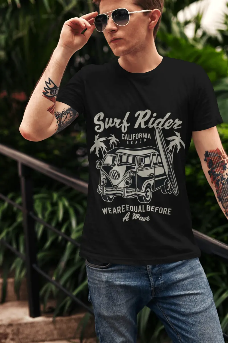 Ultrabasic Men's Graphic T-Shirt Surf Rider California Beach - We Are Equal Before A Wave 2
