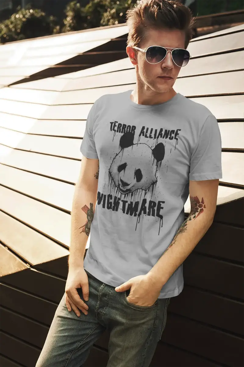 Ultrabasic Men's Graphic T-Shirt Terror Alliance Nightmare - Panda Shirt For Men 1