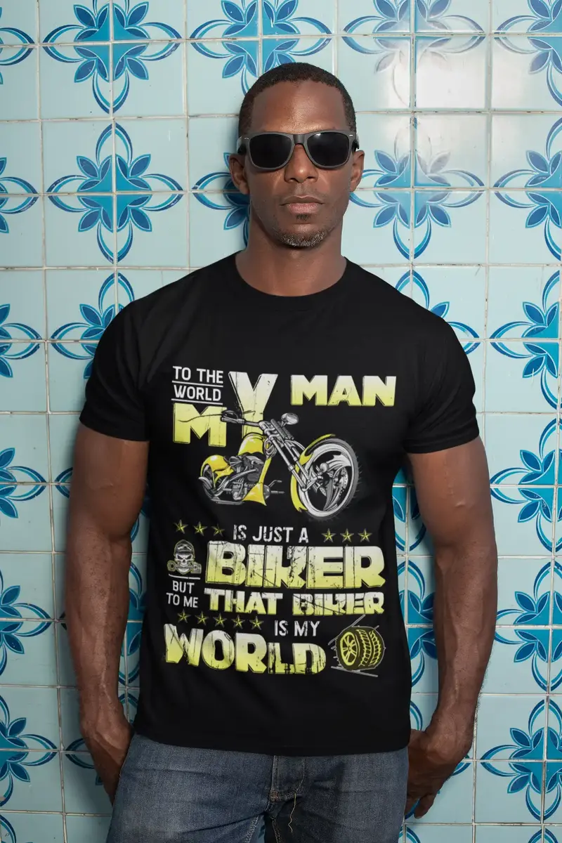 Ultrabasic Men's Graphic T-Shirt That Biker Is My World - Biker Romantic Tee Shirt 1