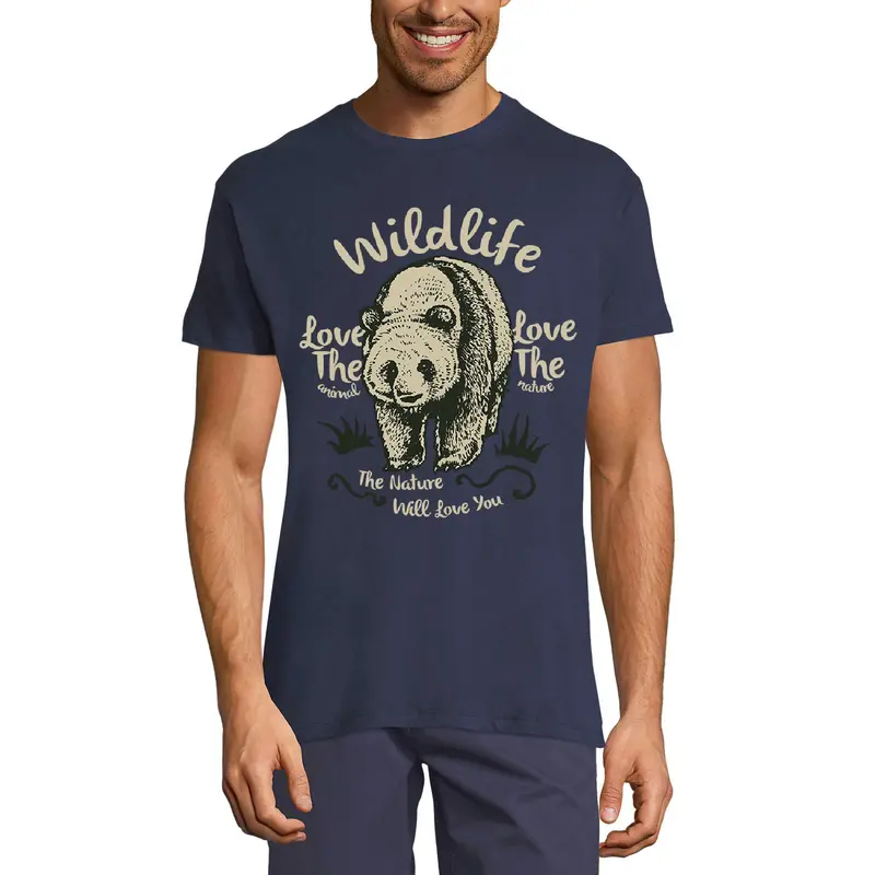 Ultrabasic Men's Graphic T-Shirt The Nature Will Love You - Panda Vintage Shirt 1