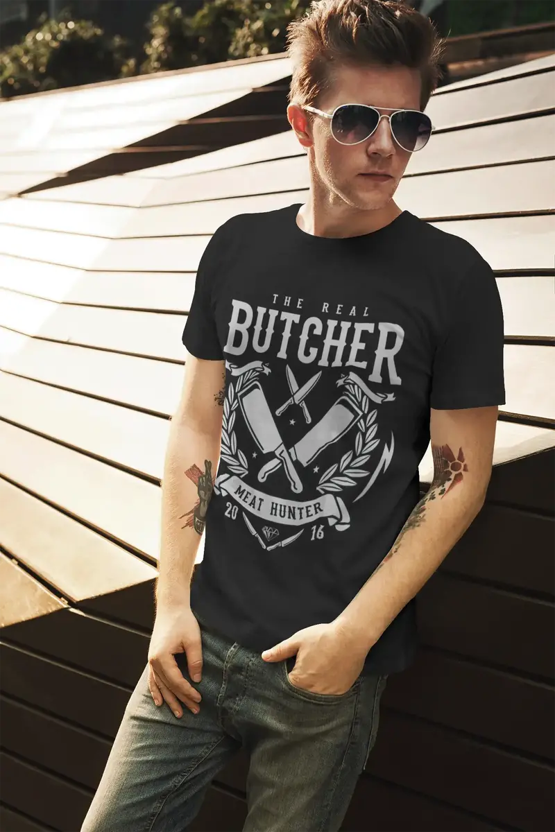 Ultrabasic Men's Graphic T-Shirt The Real Butcher - Meat Hunter 2016 - Vintage Shirt 1