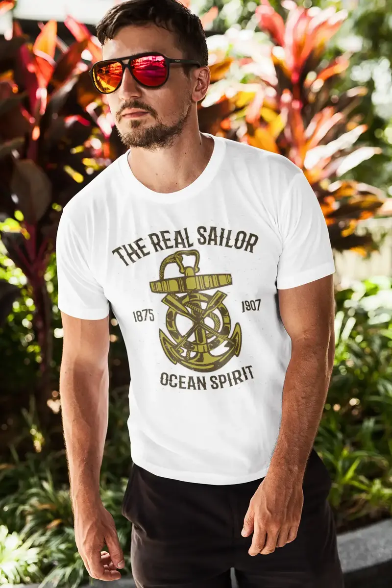Ultrabasic Men's Graphic T-Shirt The Real Sailor - Ocean Spirit Anchor Tee Shirt 1