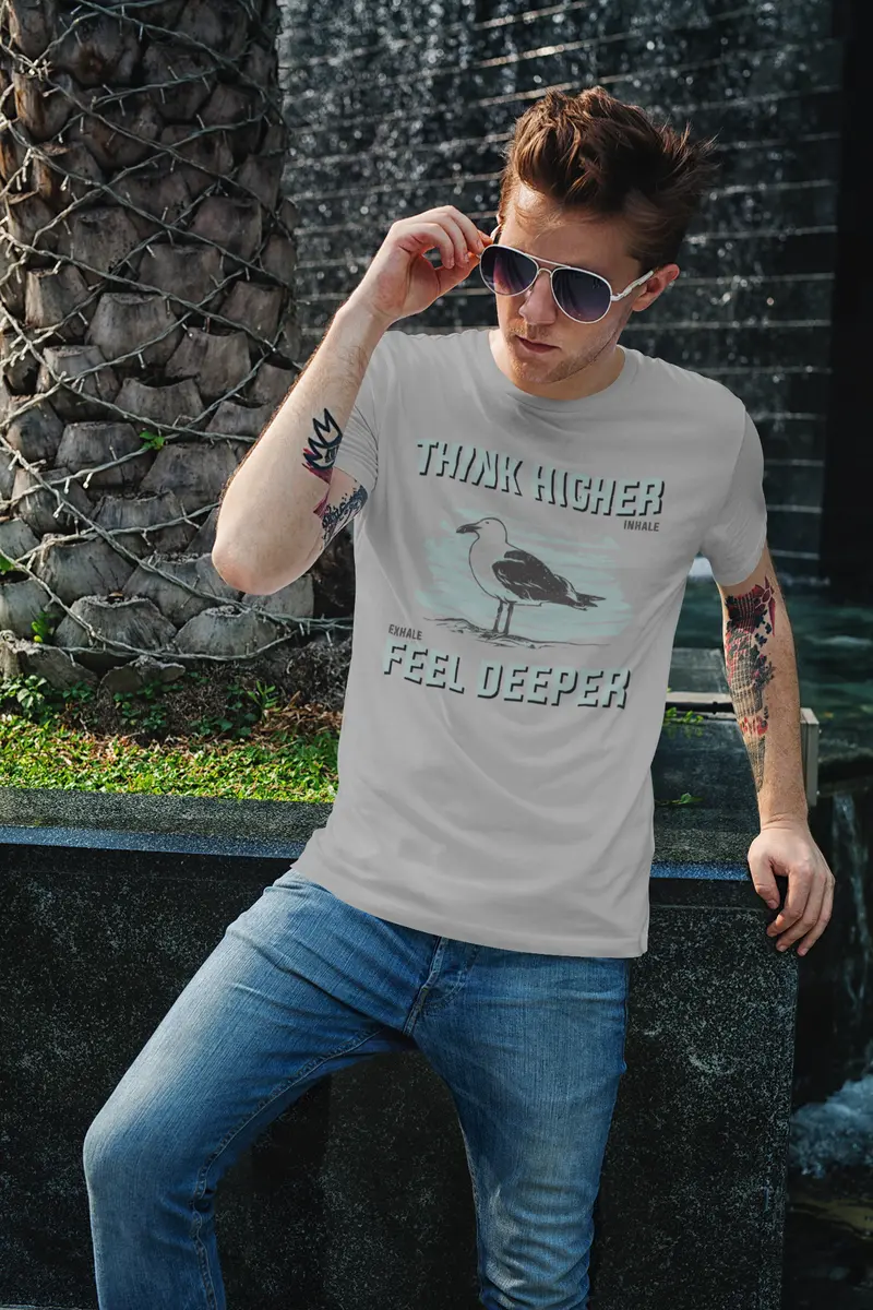 Ultrabasic Men's Graphic T-Shirt Think Higher Feel Deeper - Bird Shirt For Men 2