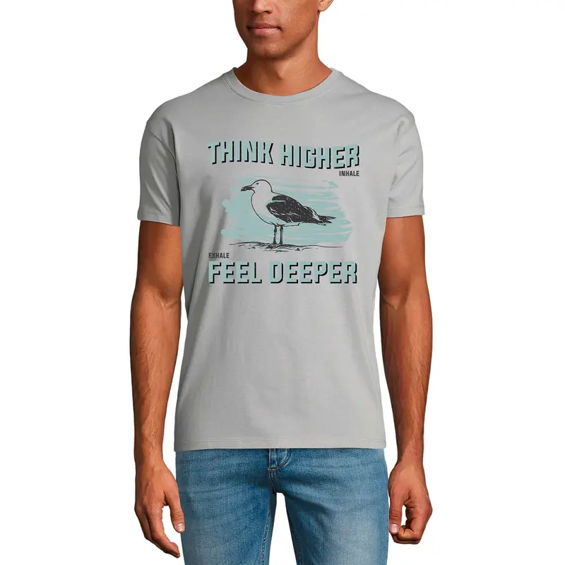Ultrabasic Men's Graphic T-Shirt Think Higher Feel Deeper - Bird Shirt For Men 3