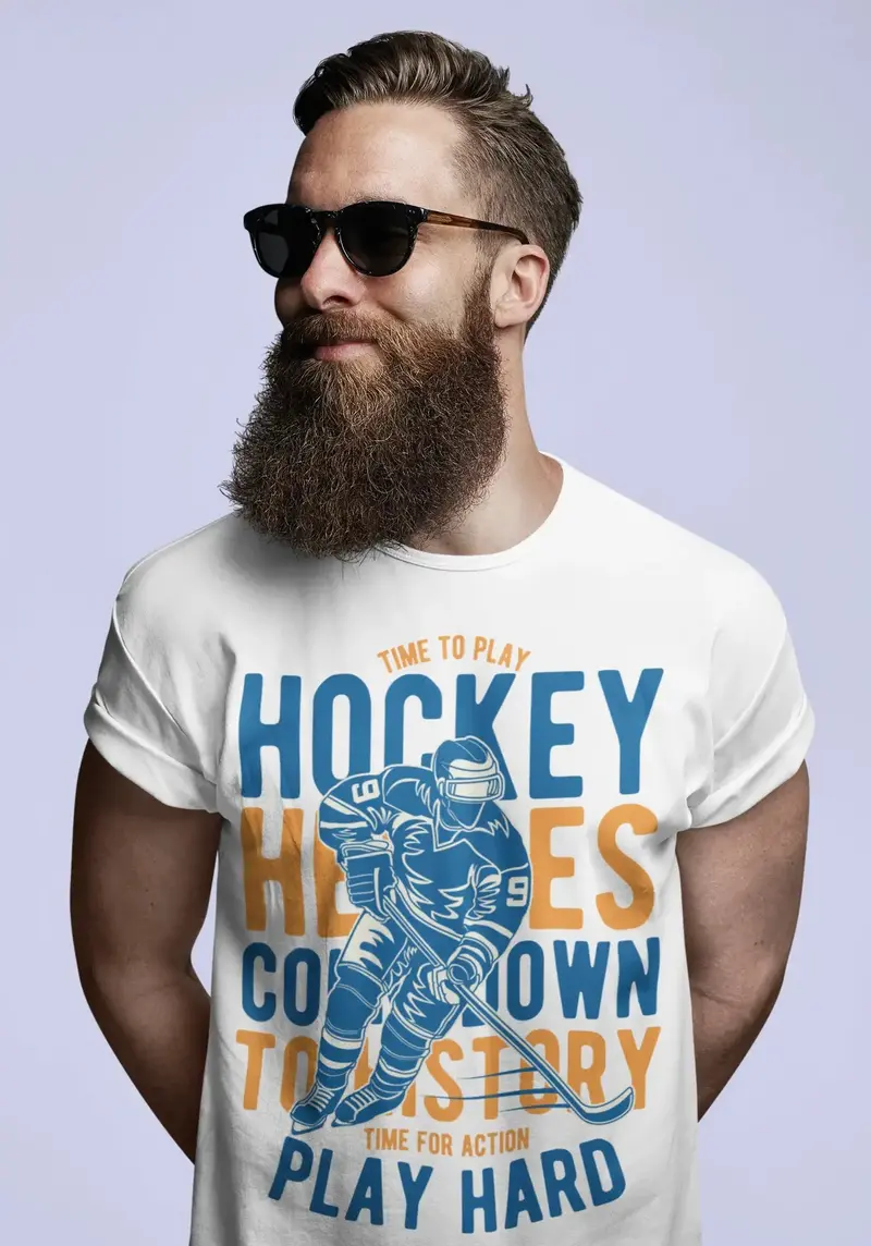 Ultrabasic Men's Graphic T-Shirt Time To Play Hockey - Play Hard - Time For Action 1