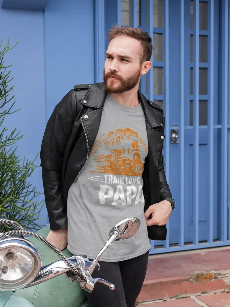Ultrabasic Men's Graphic T-Shirt Train Lovin' Papa - Vintage Shirt - Father's Day 1