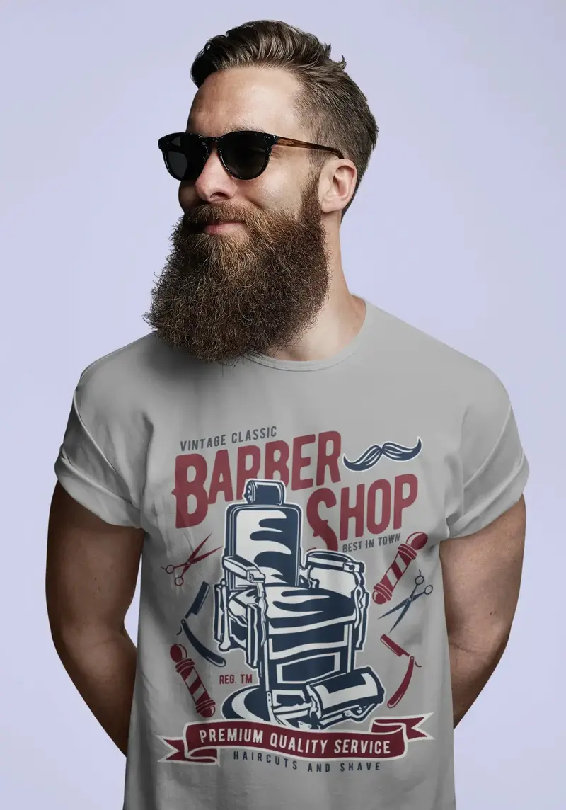 Ultrabasic Men's Graphic T-Shirt Vintage Classic Barber Shop - Casual Shirt 1