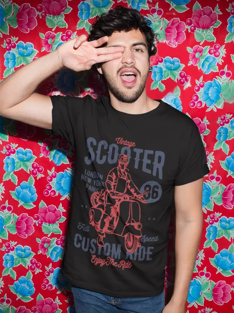 Ultrabasic Men's Graphic T-Shirt Vintage Scooter - Custom Ride Tee Shirt 1