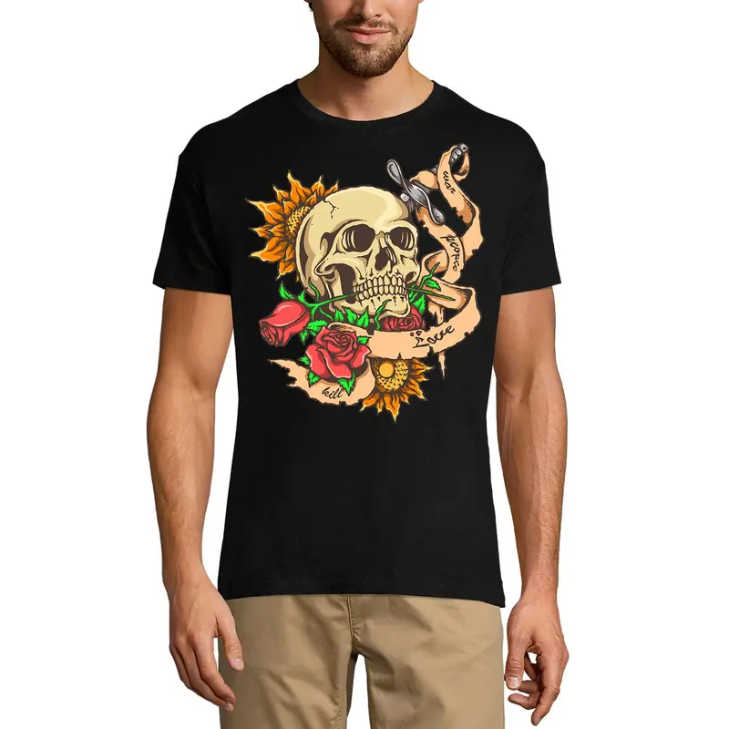 Ultrabasic Men's Graphic T-Shirt War Peace Love Kill - Scary Skull Shirt 1