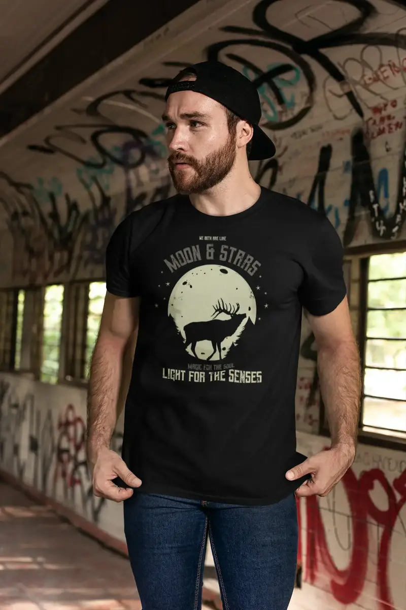 Ultrabasic Men's Graphic T-Shirt We Both Are Like Moon & Stars - Deer Moon 1