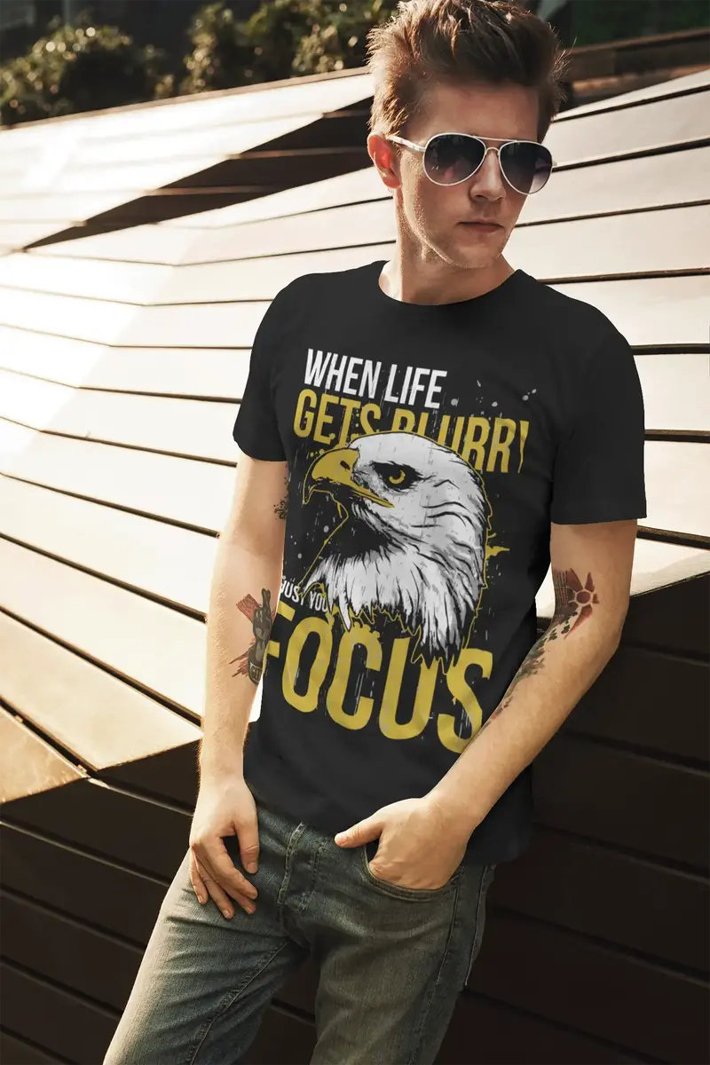 Ultrabasic Men's Graphic T-Shirt When Life Gets Blurry Adjust Focus - Eagle Face 1