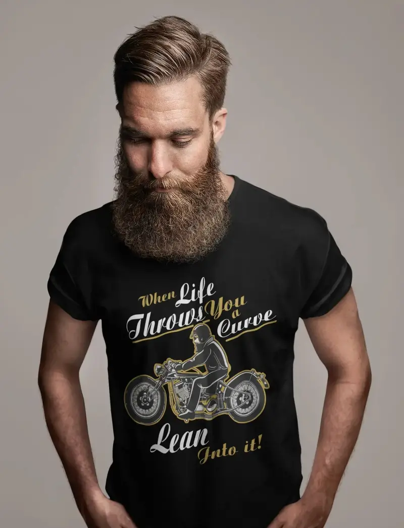 Ultrabasic Men's Graphic T-Shirt When Life Throws You A Curve Lean Into It - Funny Sarcastic Quote 1