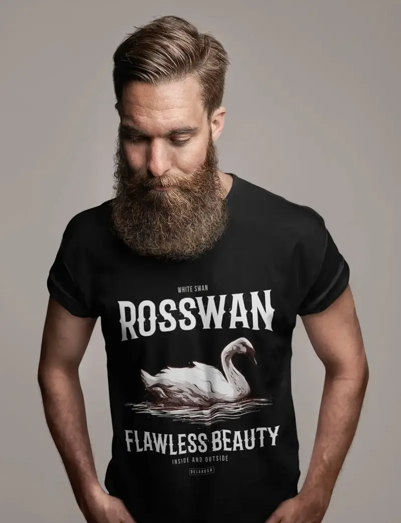 Ultrabasic Men's Graphic T-Shirt White Swan Beauty - Rosswan Shirt 1