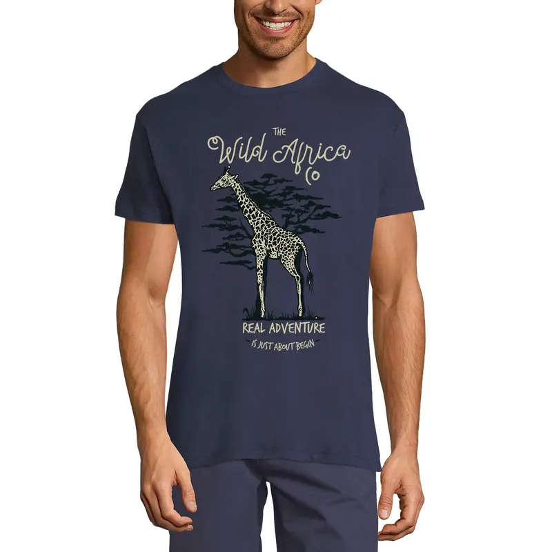 Ultrabasic Men's Graphic T-Shirt Wild Africa Giraffe - Real Adventure Shirt For Men 1