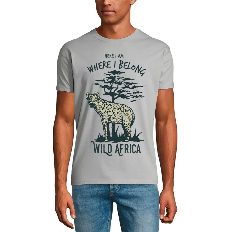 Ultrabasic Men's Graphic T-Shirt Wild Africa Hyena - Wild Cat Shirt For Men 1